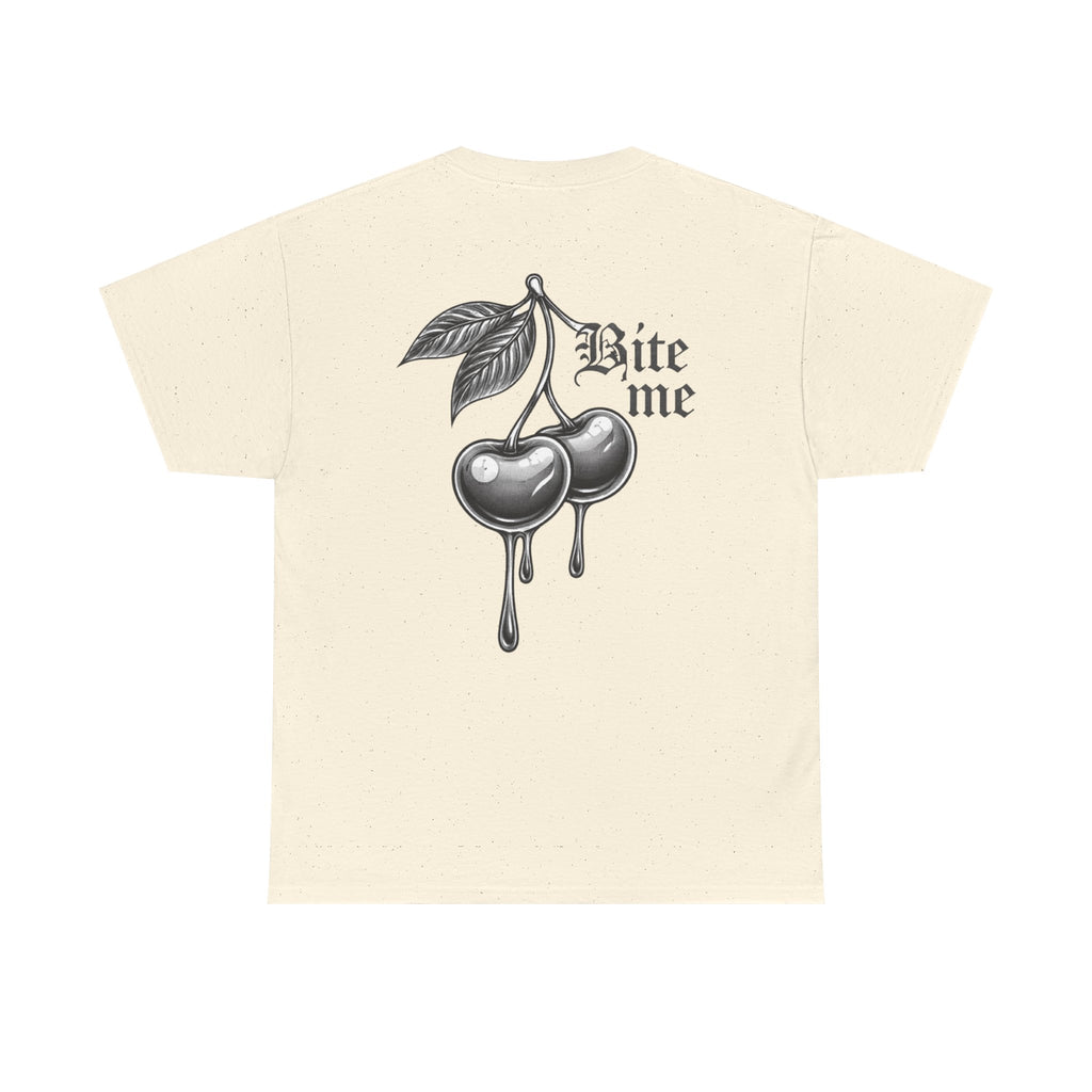 Bite Me Cherry Tee — Dripping Cherry Graphic T-Shirt