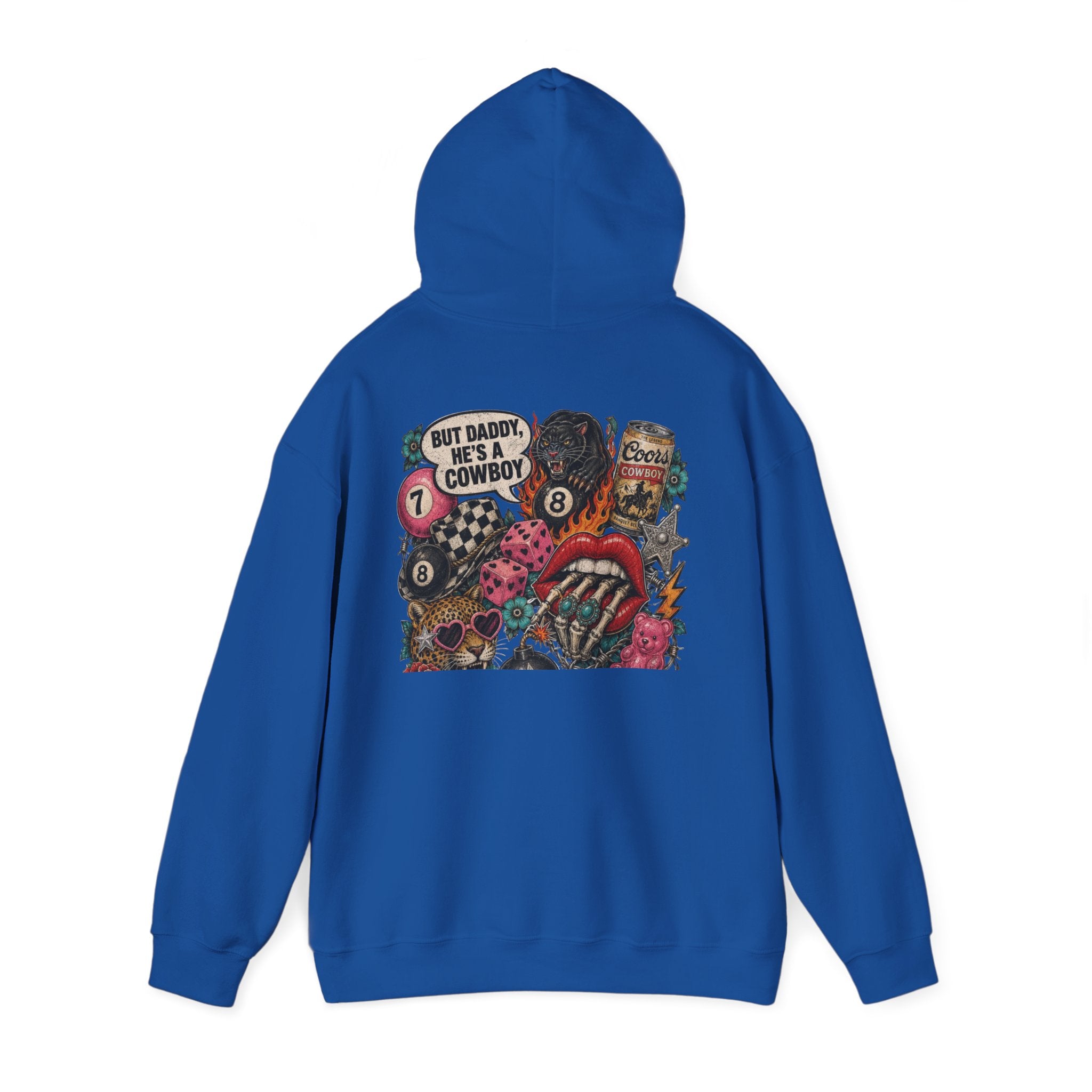 Retro Biker Cowboy Hoodie — 'But Dad He's a Cowboy' Graphic Pullover
