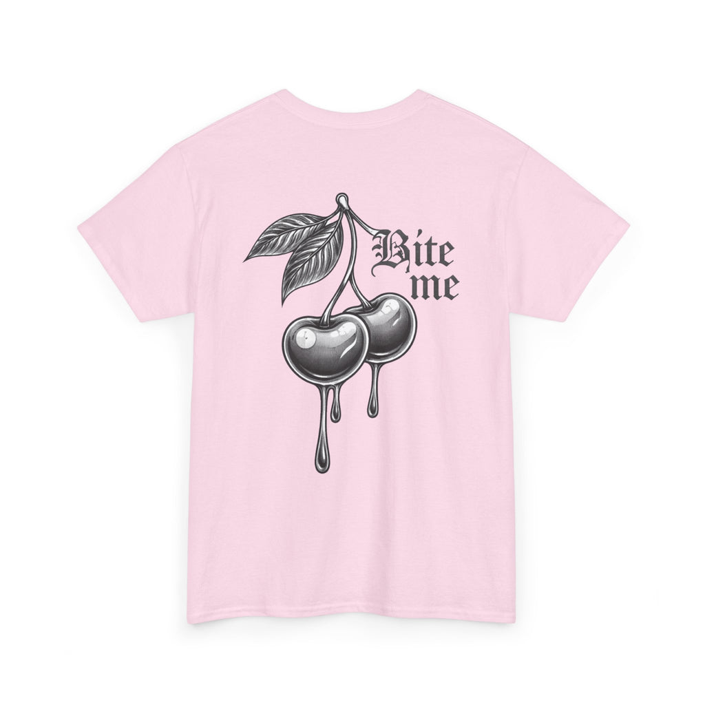 Bite Me Cherry Tee — Dripping Cherry Graphic T-Shirt