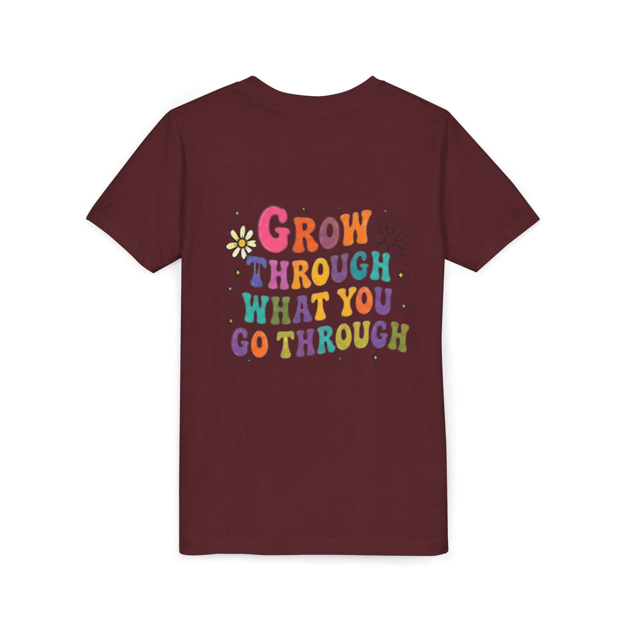 Youth Tee — "Grow Through What You Go Through" Colorful Positive Kids T‑Shirt