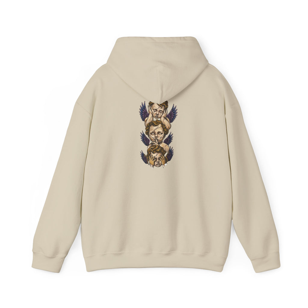 Cherub Faces Hoodie — Vintage Stacked Graphic Pullover