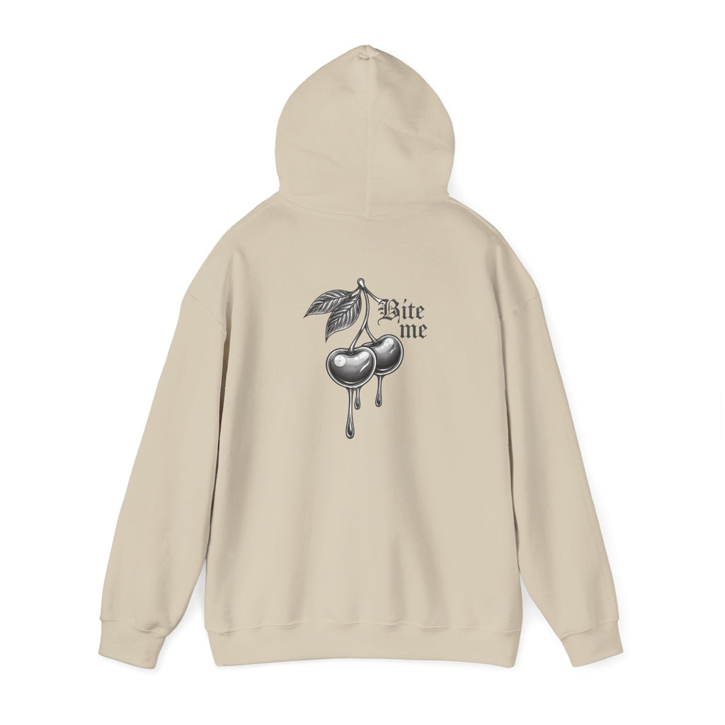 Hoodie - 'Bite Me' Dripping Cherry Graphic Hooded Sweatshirt