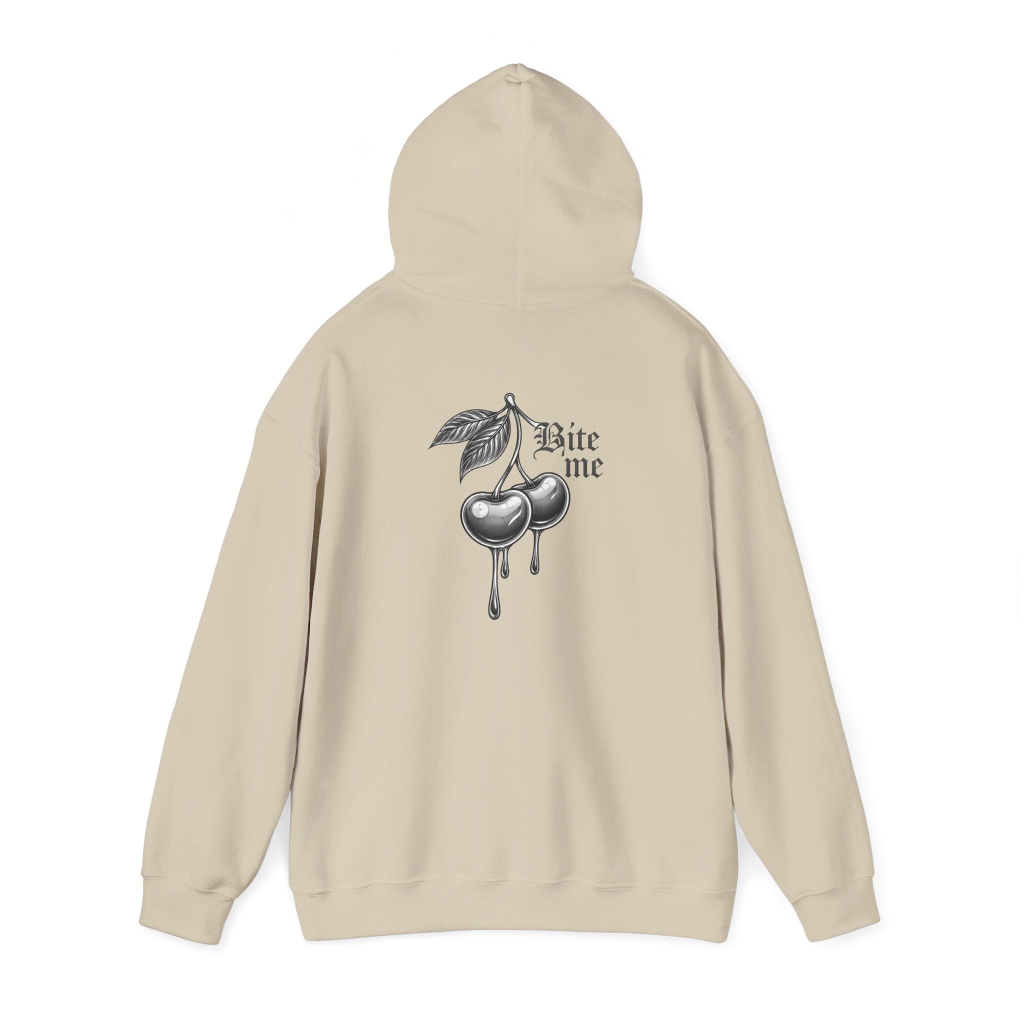 Hoodie - 'Bite Me' Dripping Cherry Graphic Hooded Sweatshirt