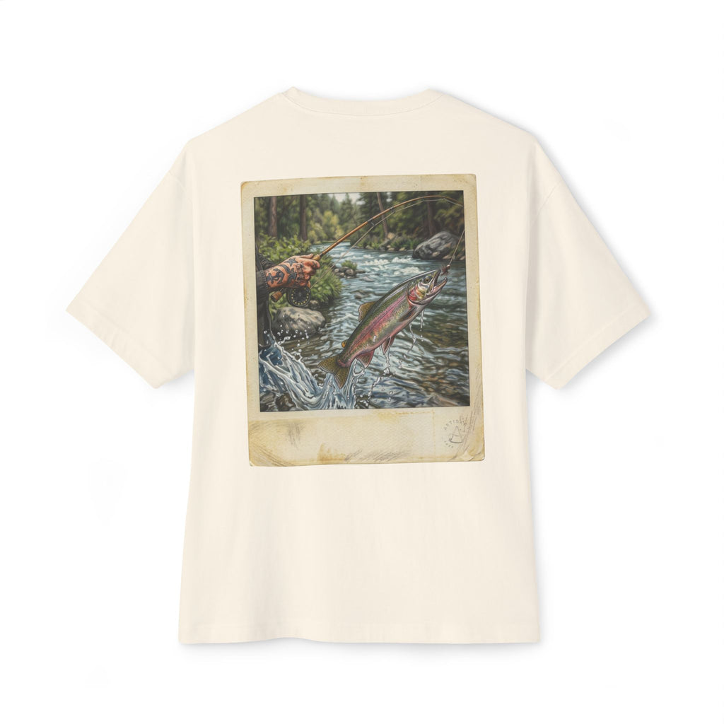 Fishing Polaroid Oversized Tee — Vintage Trout Back Print