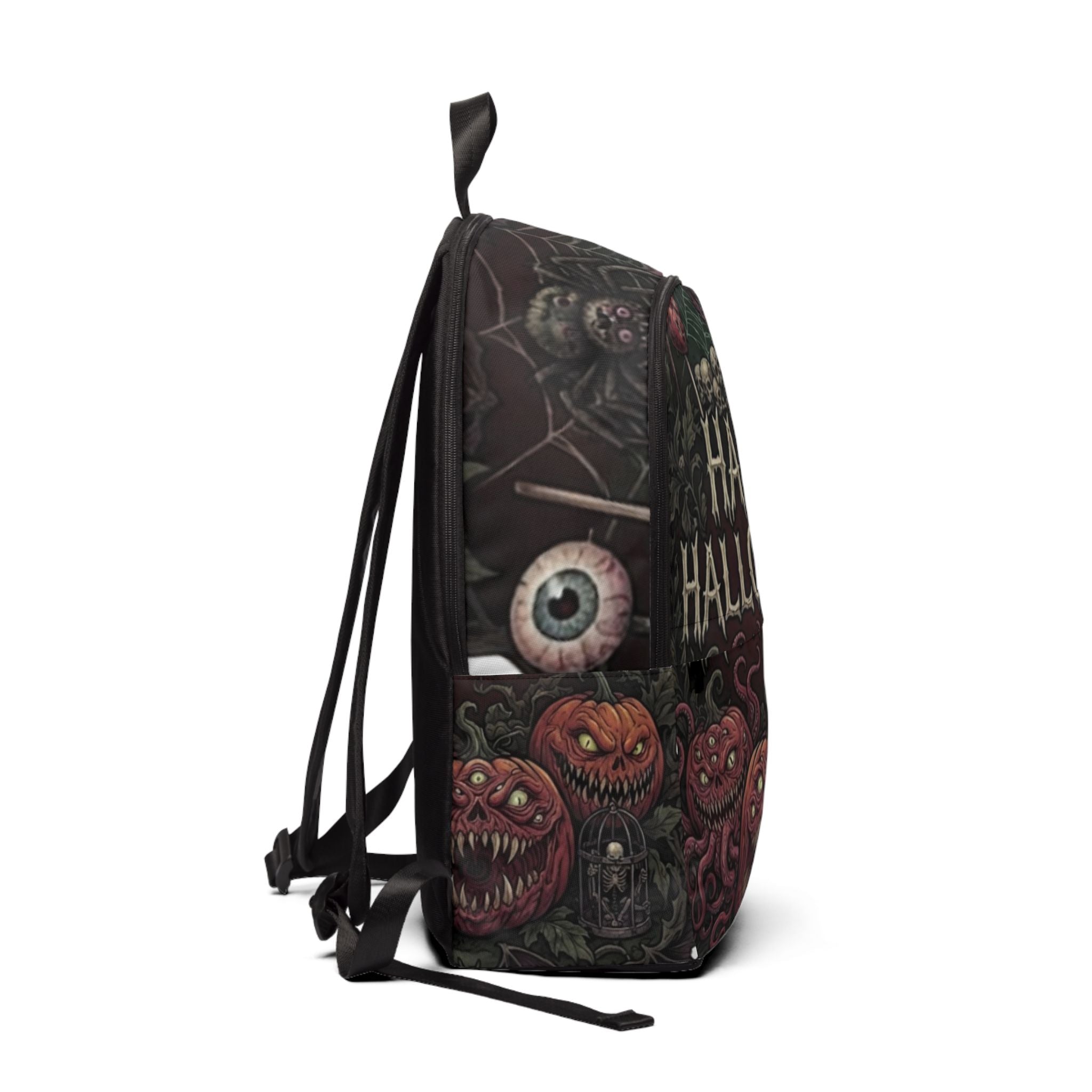 Halloween Backpack — 'Happy Halloween' Spooky Pumpkin & Skull Horror Print