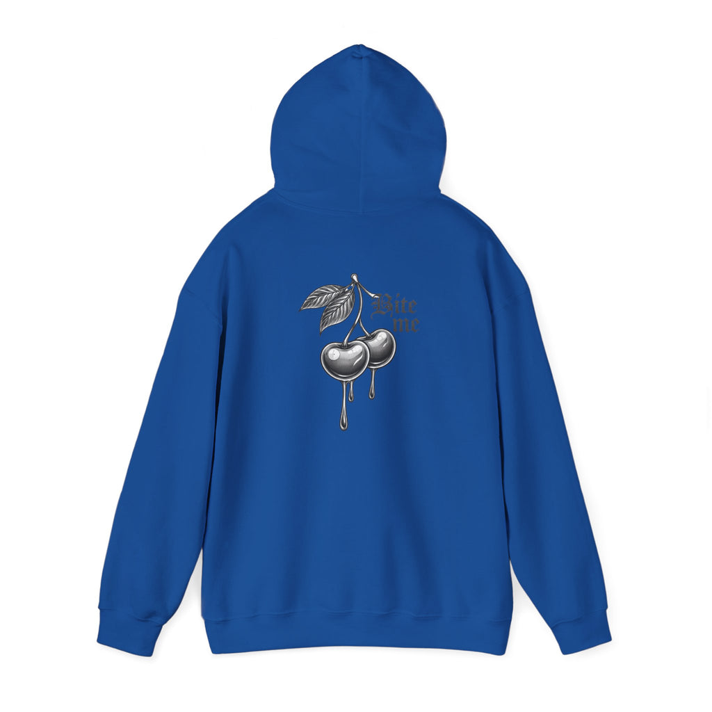 Hoodie - 'Bite Me' Dripping Cherry Graphic Hooded Sweatshirt