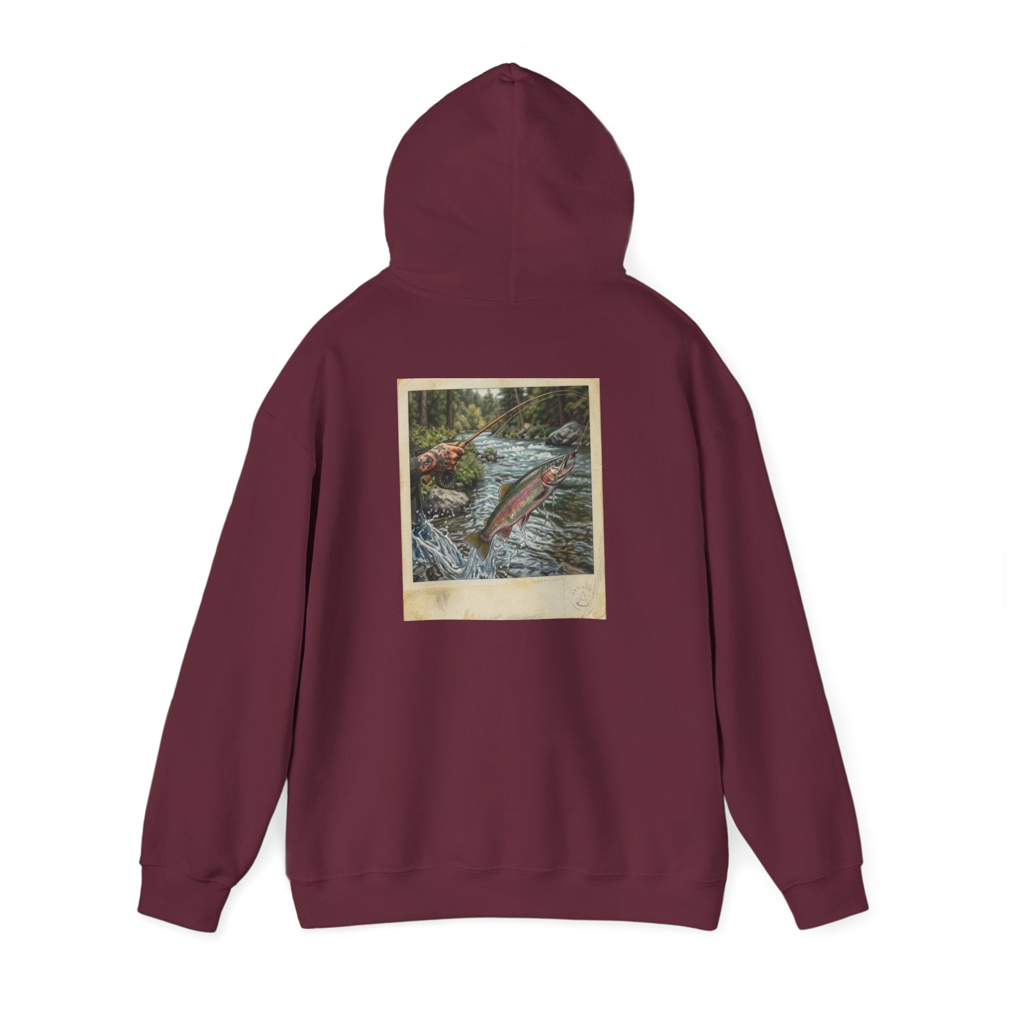 Fishing Polaroid Hoodie — Vintage Fishing Jumping Fish Back Print