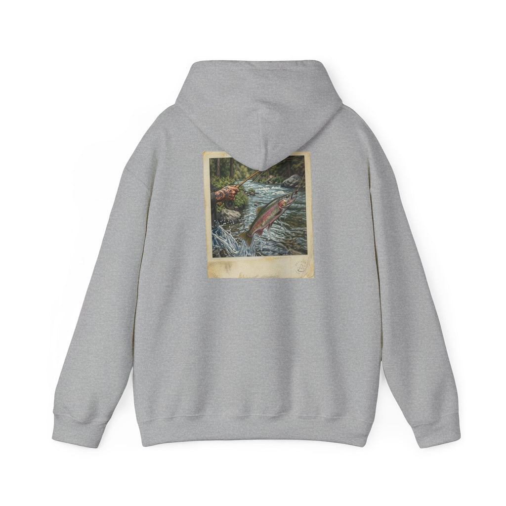 Fishing Polaroid Hoodie — Vintage Fishing Jumping Fish Back Print