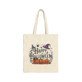 Halloween Cotton Tote Bag — "Happy Halloween" / "Trick or Treat" Pumpkin Reusable Market Bag