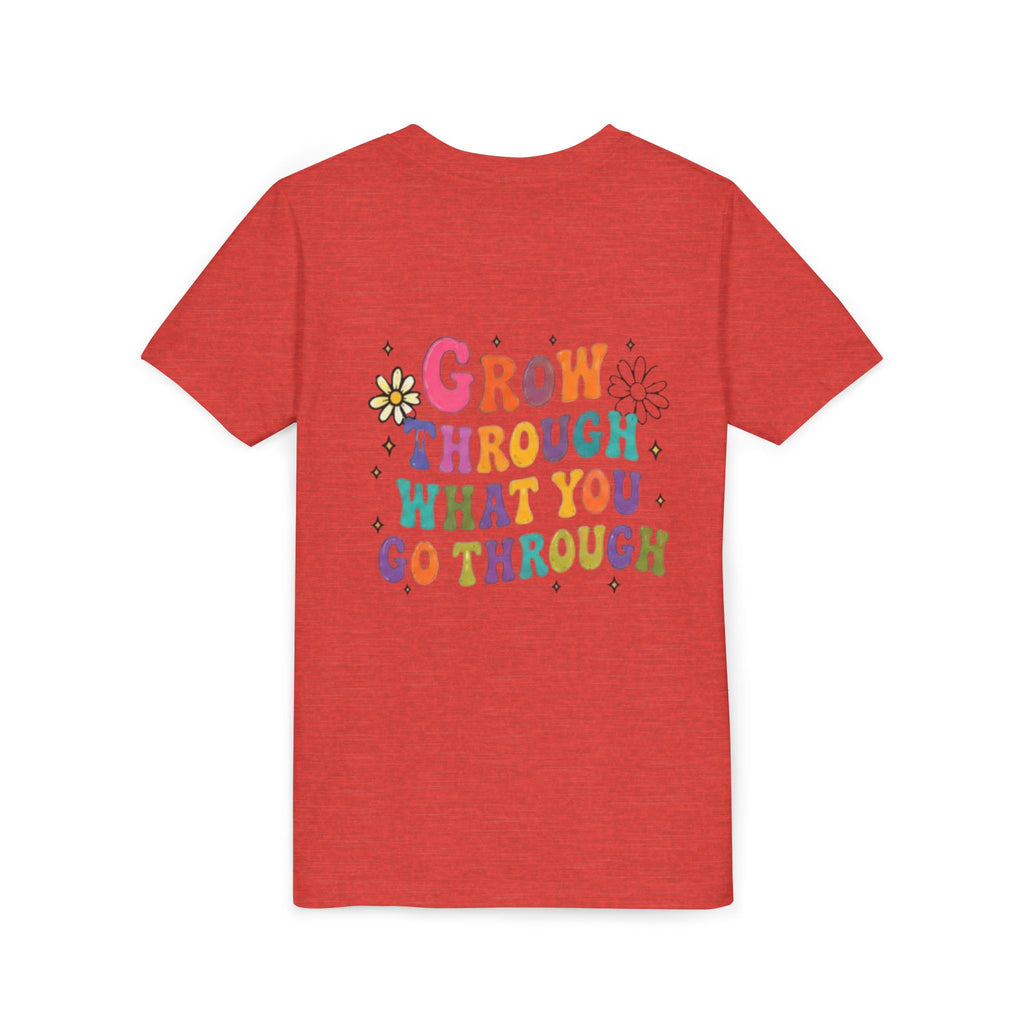 Youth Tee — "Grow Through What You Go Through" Colorful Positive Kids T‑Shirt