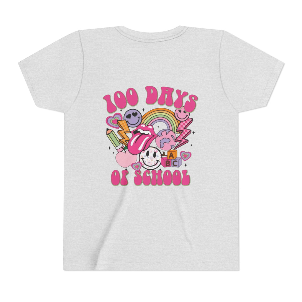 100 Days of School Youth Tee — Retro Cute Rainbow Smiley Design