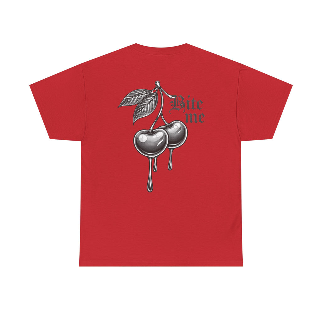 Bite Me Cherry Tee — Dripping Cherry Graphic T-Shirt