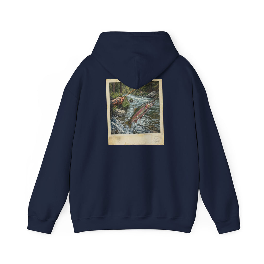 Fishing Polaroid Hoodie — Vintage Fishing Jumping Fish Back Print