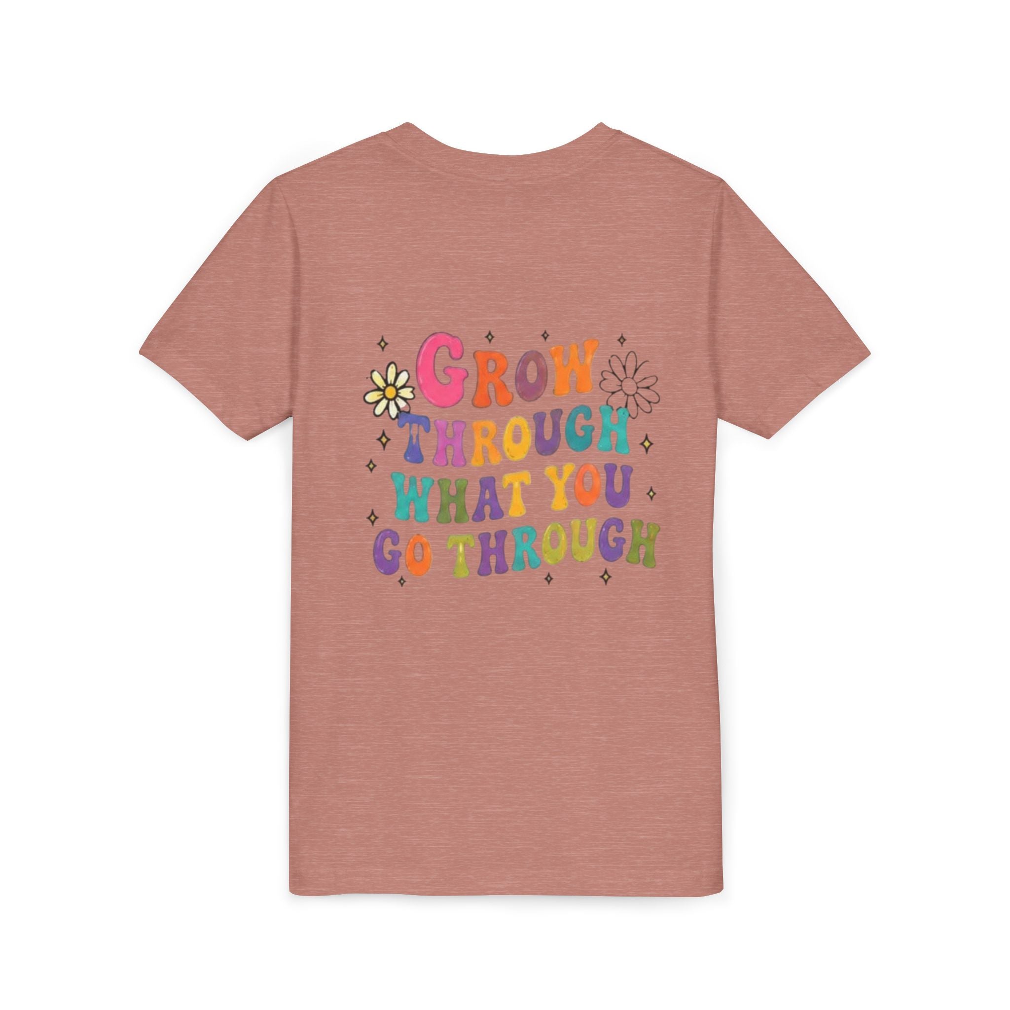 Youth Tee — "Grow Through What You Go Through" Colorful Positive Kids T‑Shirt