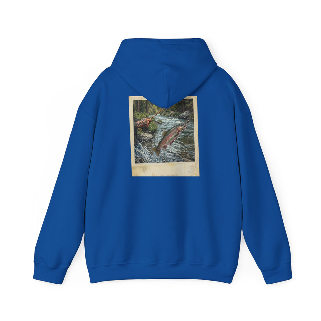 Fishing Polaroid Hoodie — Vintage Fishing Jumping Fish Back Print