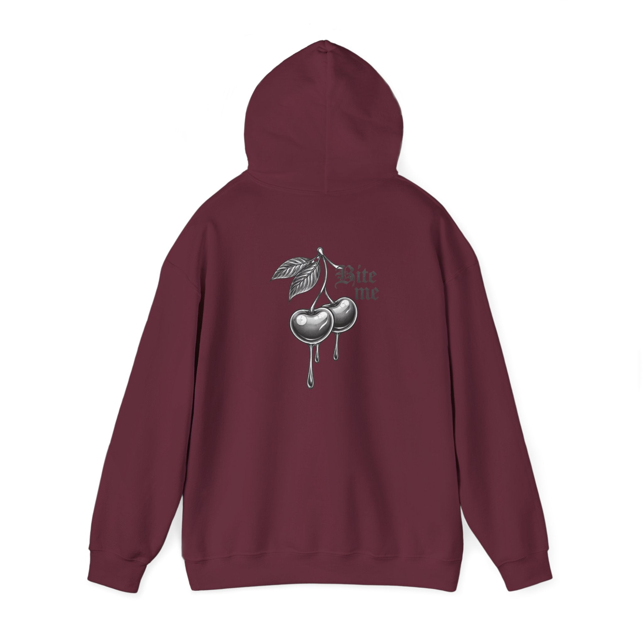 Hoodie - 'Bite Me' Dripping Cherry Graphic Hooded Sweatshirt