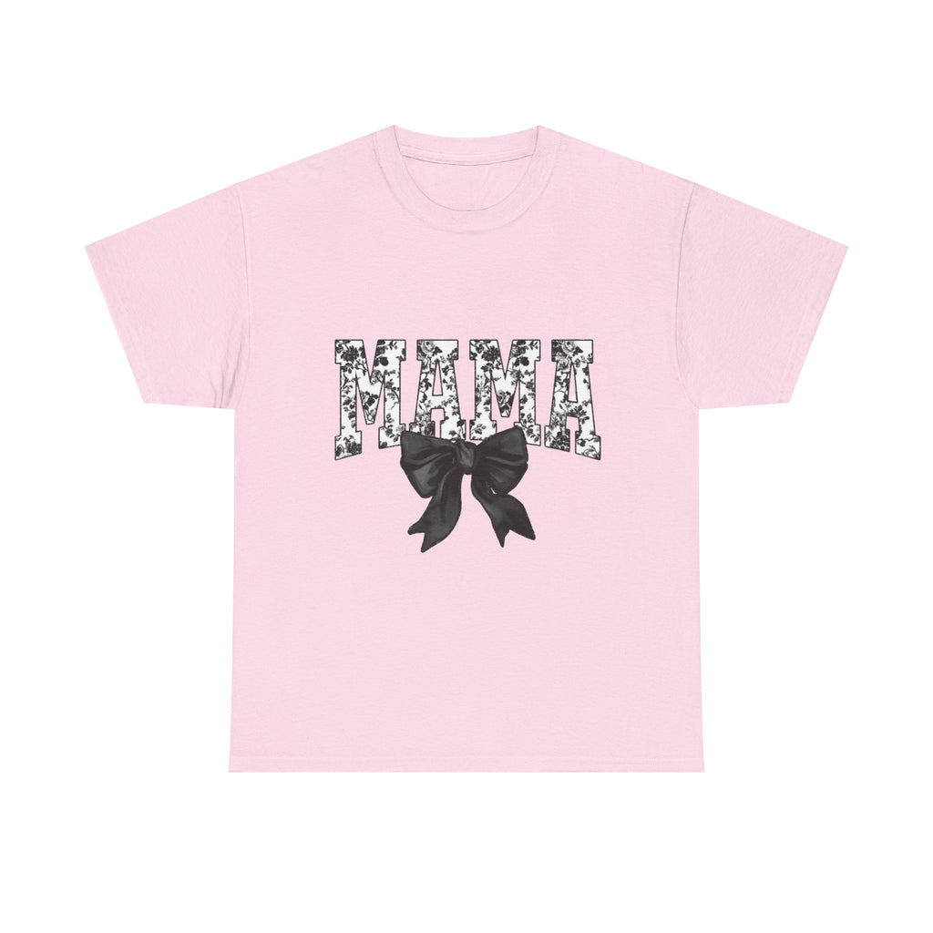 Mama Floral Bow T-Shirt — Floral 'MAMA' Graphic Tee for Moms