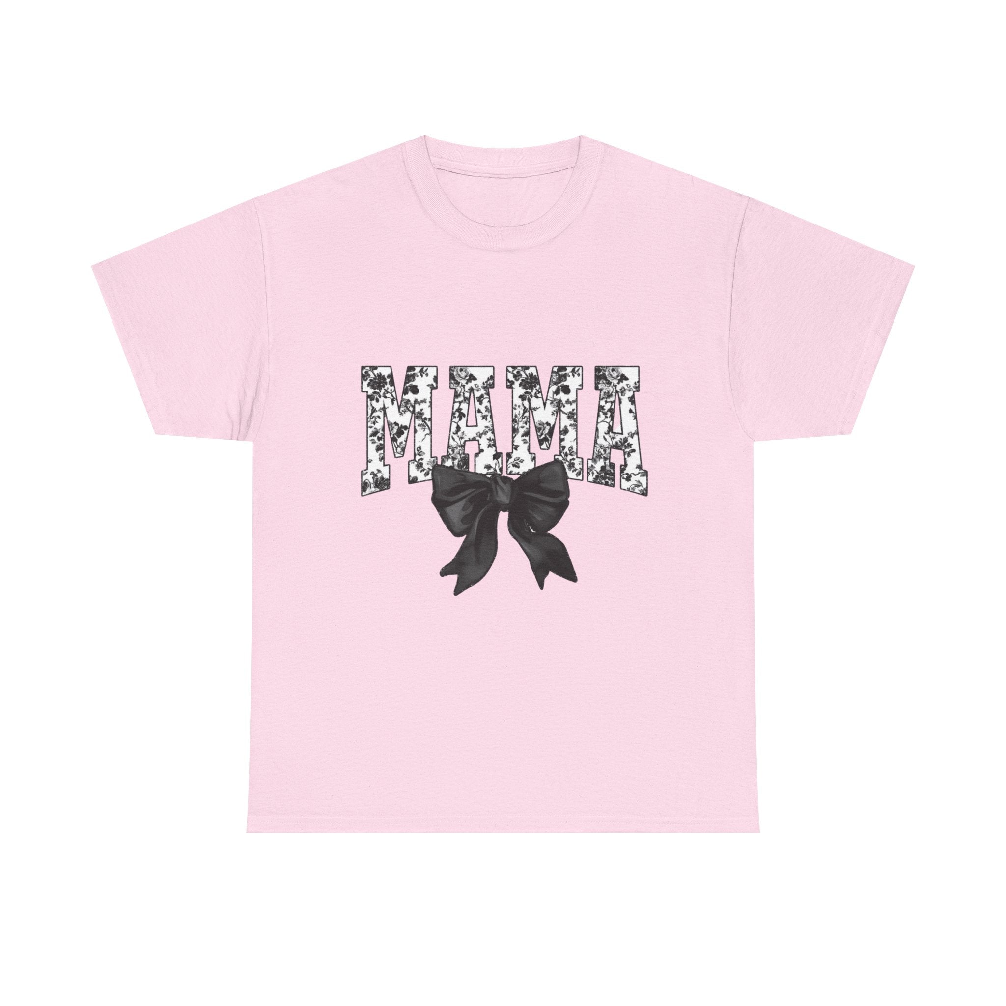Mama Floral Bow T-Shirt — Floral 'MAMA' Graphic Tee for Moms