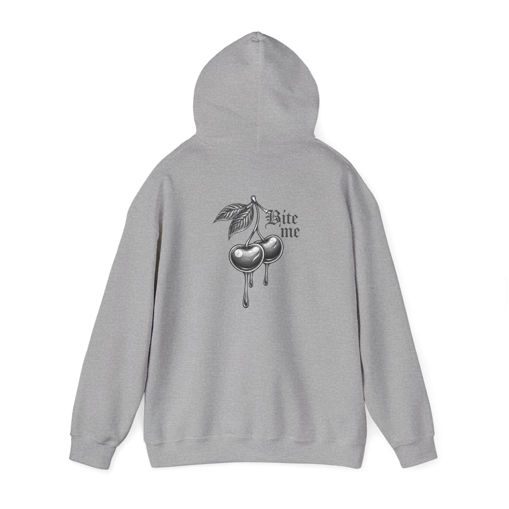 Hoodie - 'Bite Me' Dripping Cherry Graphic Hooded Sweatshirt