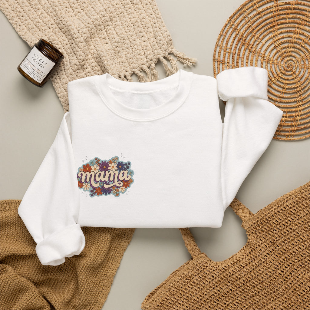 Mama Floral Crewneck Sweatshirt — Retro Floral "Mama" Pullover