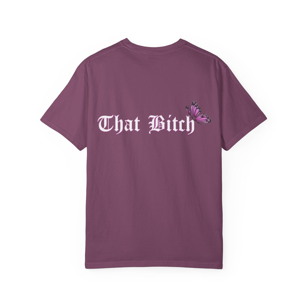 That Lucky Butterfly T-Shirt - Retro Gothic Script Graphic Tee