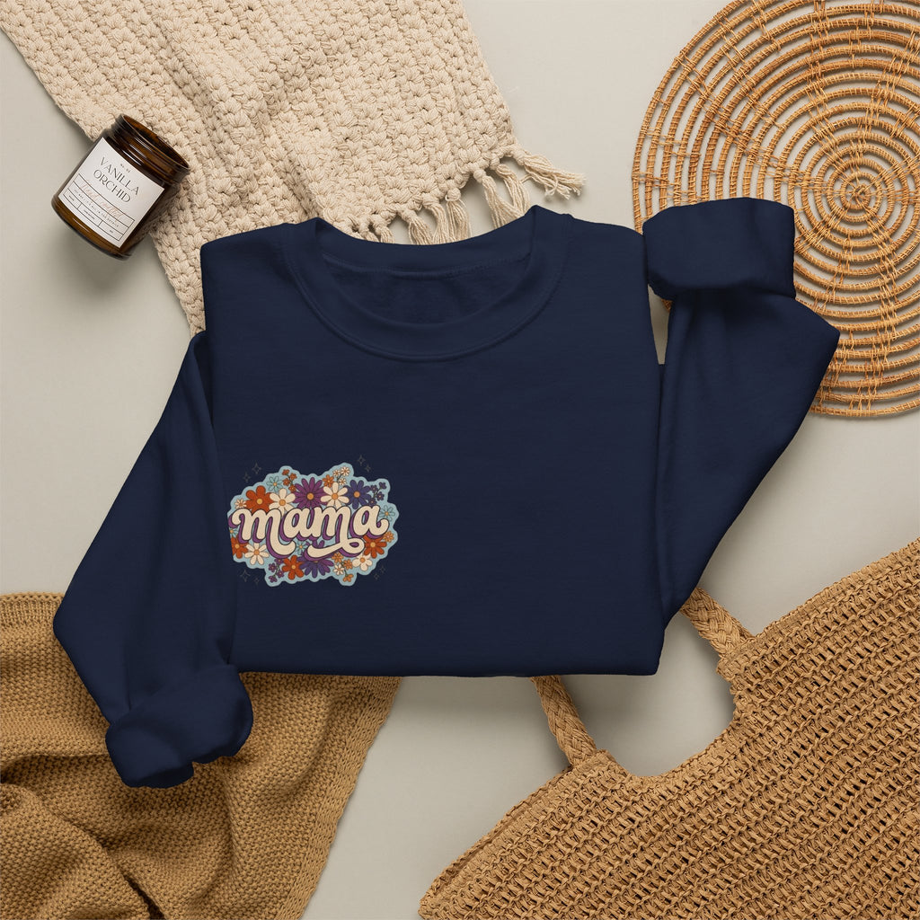 Mama Floral Crewneck Sweatshirt — Retro Floral "Mama" Pullover