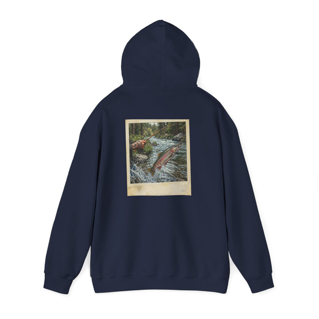 Fishing Polaroid Hoodie — Vintage Fishing Jumping Fish Back Print