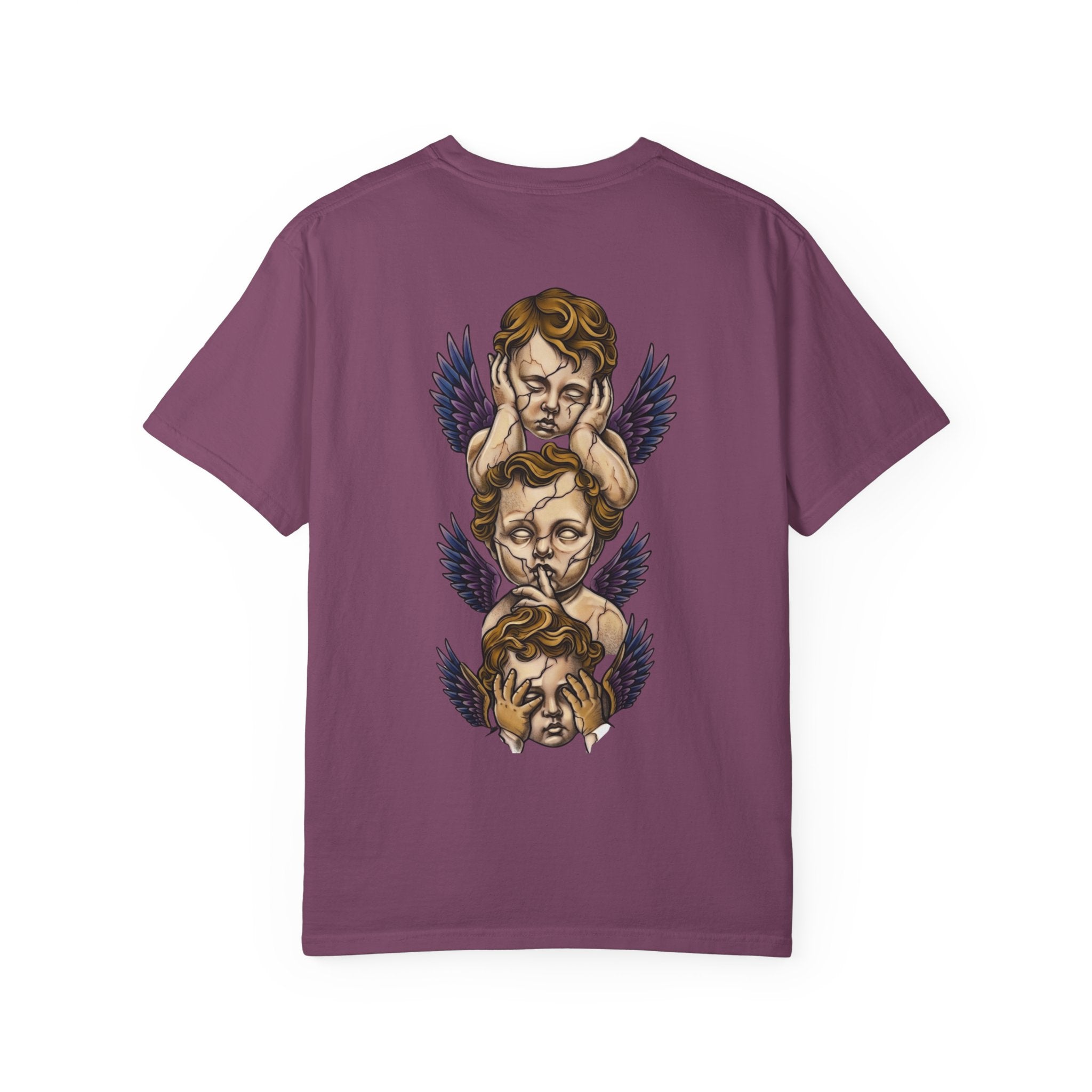 Cherub Trio Graphic T-Shirt — Vintage Angel Wings Design