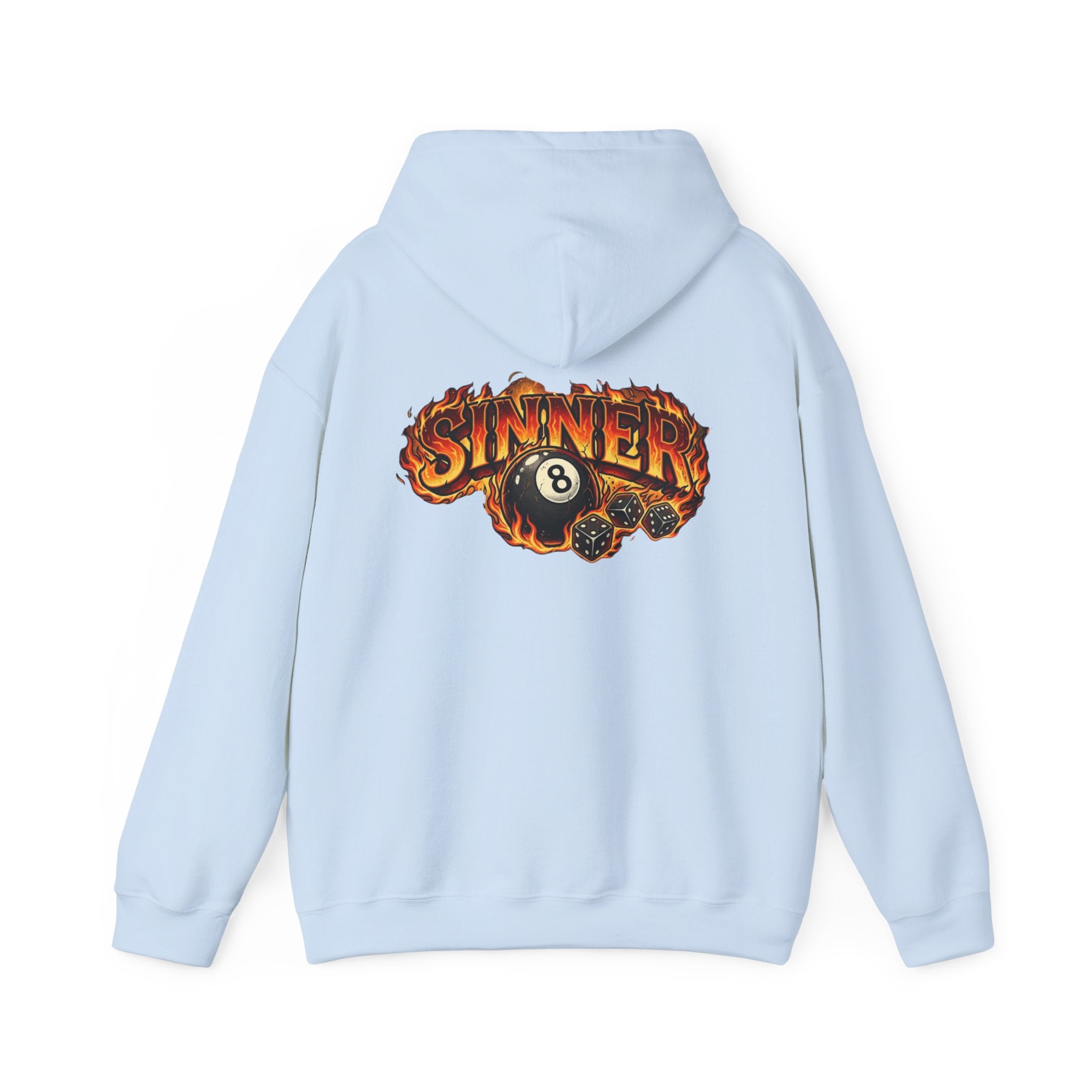 Hoodie - 'Sinner' Flaming 8-Ball Graphic Hooded Sweatshirt