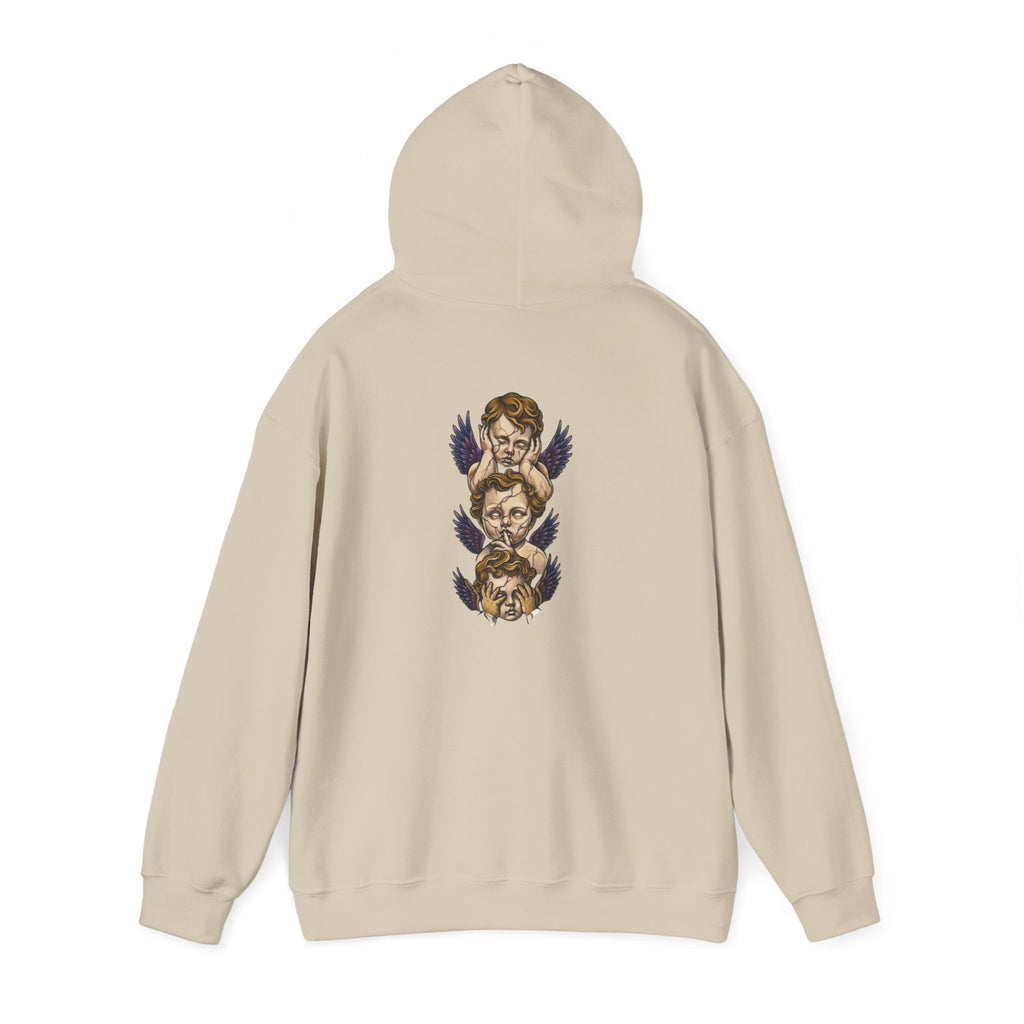 Cherub Faces Hoodie — Vintage Stacked Graphic Pullover