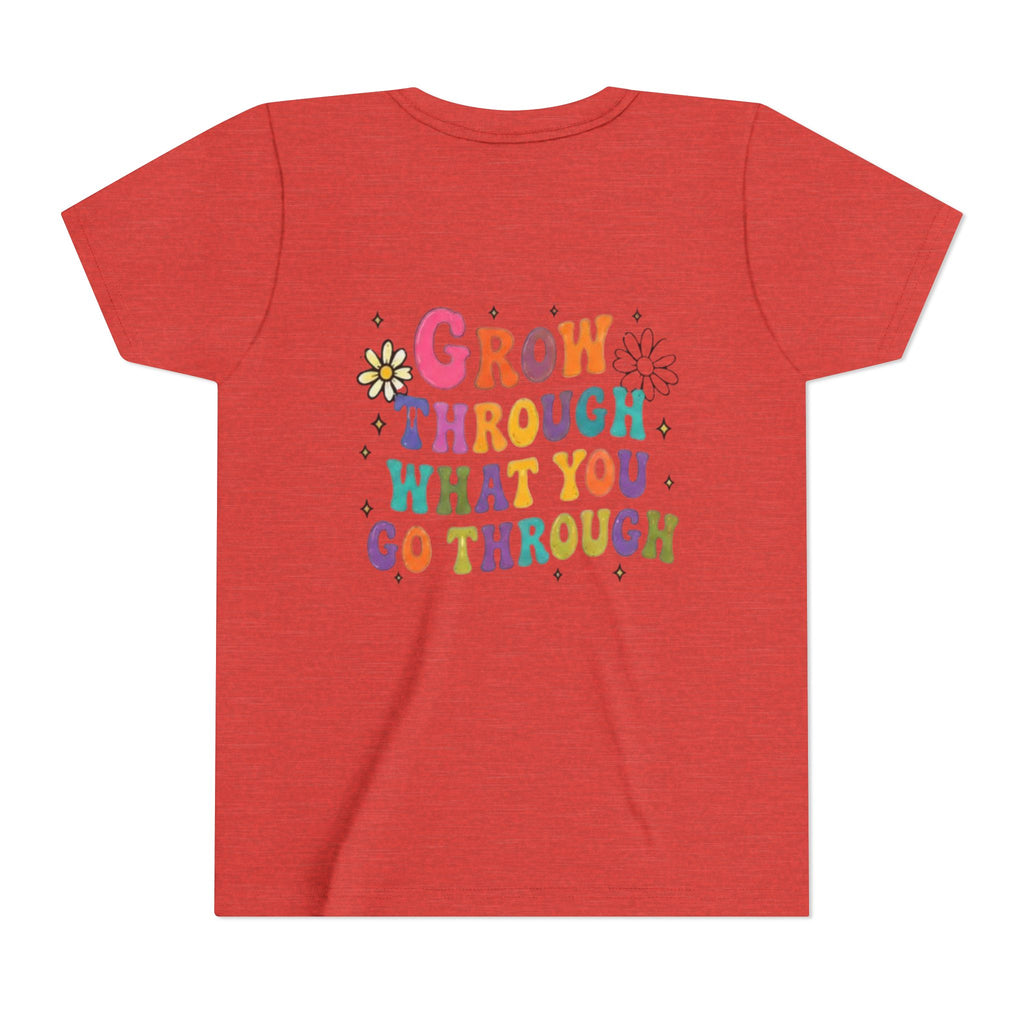 Youth Tee — "Grow Through What You Go Through" Colorful Positive Kids T‑Shirt