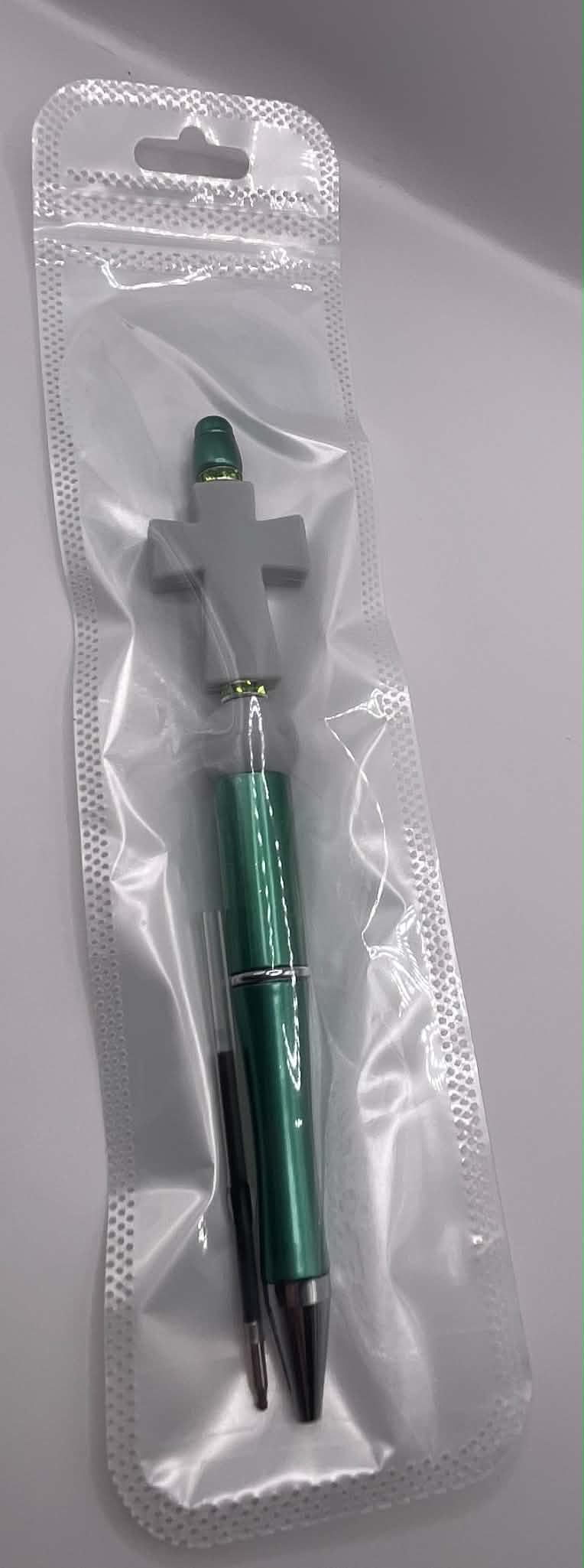 Grey Cross Bead Pen