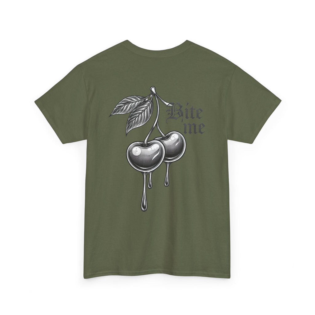 Bite Me Cherry Tee — Dripping Cherry Graphic T-Shirt