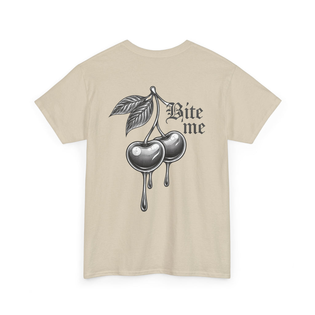 Bite Me Cherry Tee — Dripping Cherry Graphic T-Shirt
