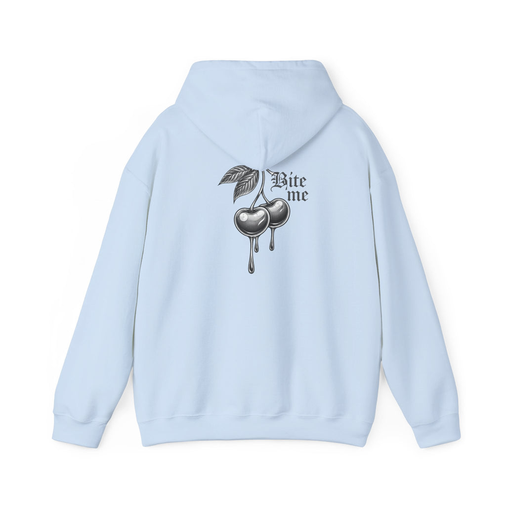 Hoodie - 'Bite Me' Dripping Cherry Graphic Hooded Sweatshirt