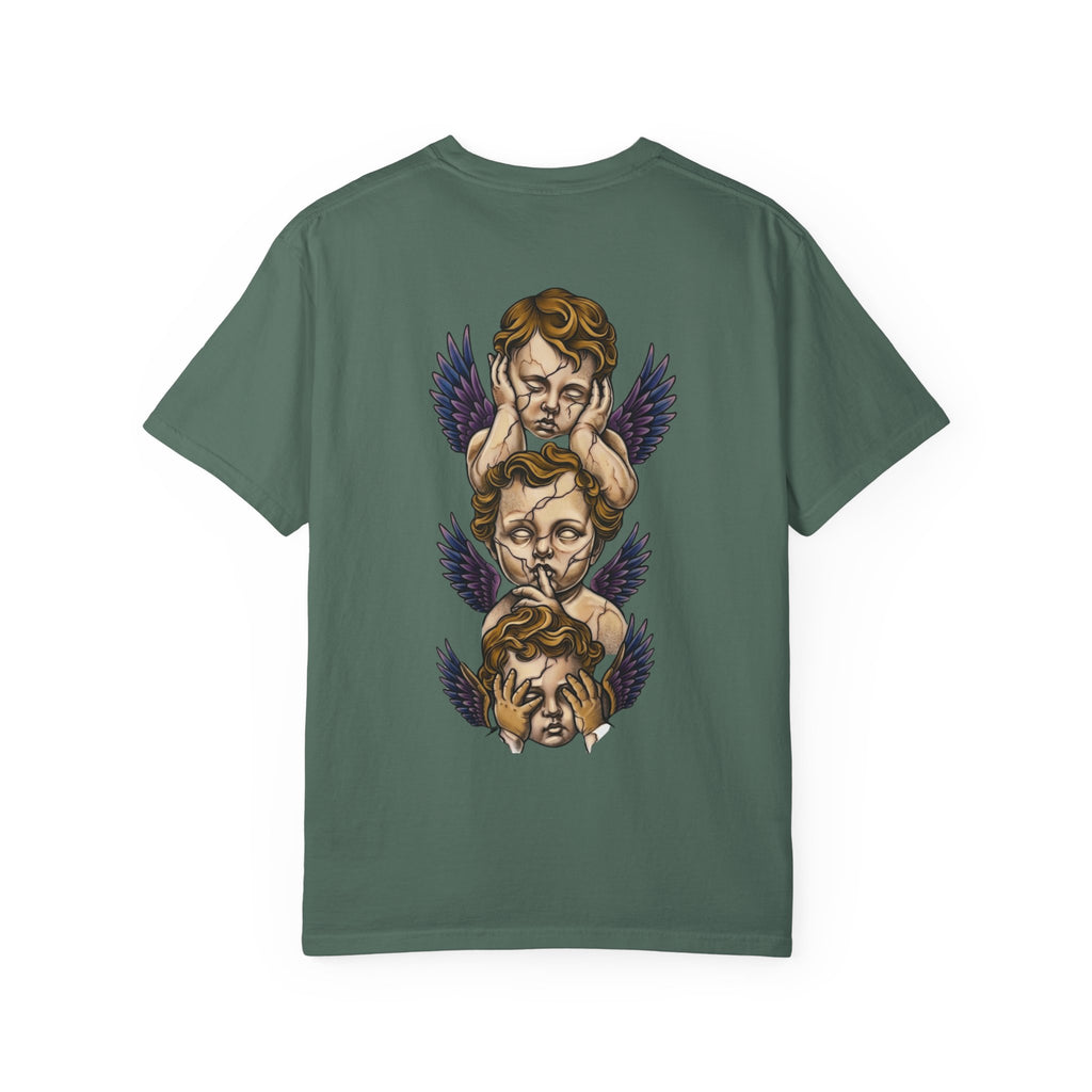 Cherub Trio Graphic T-Shirt — Vintage Angel Wings Design
