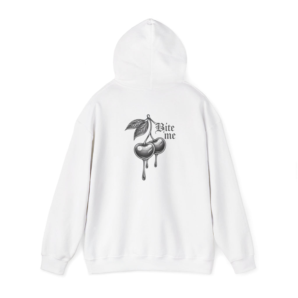Hoodie - 'Bite Me' Dripping Cherry Graphic Hooded Sweatshirt