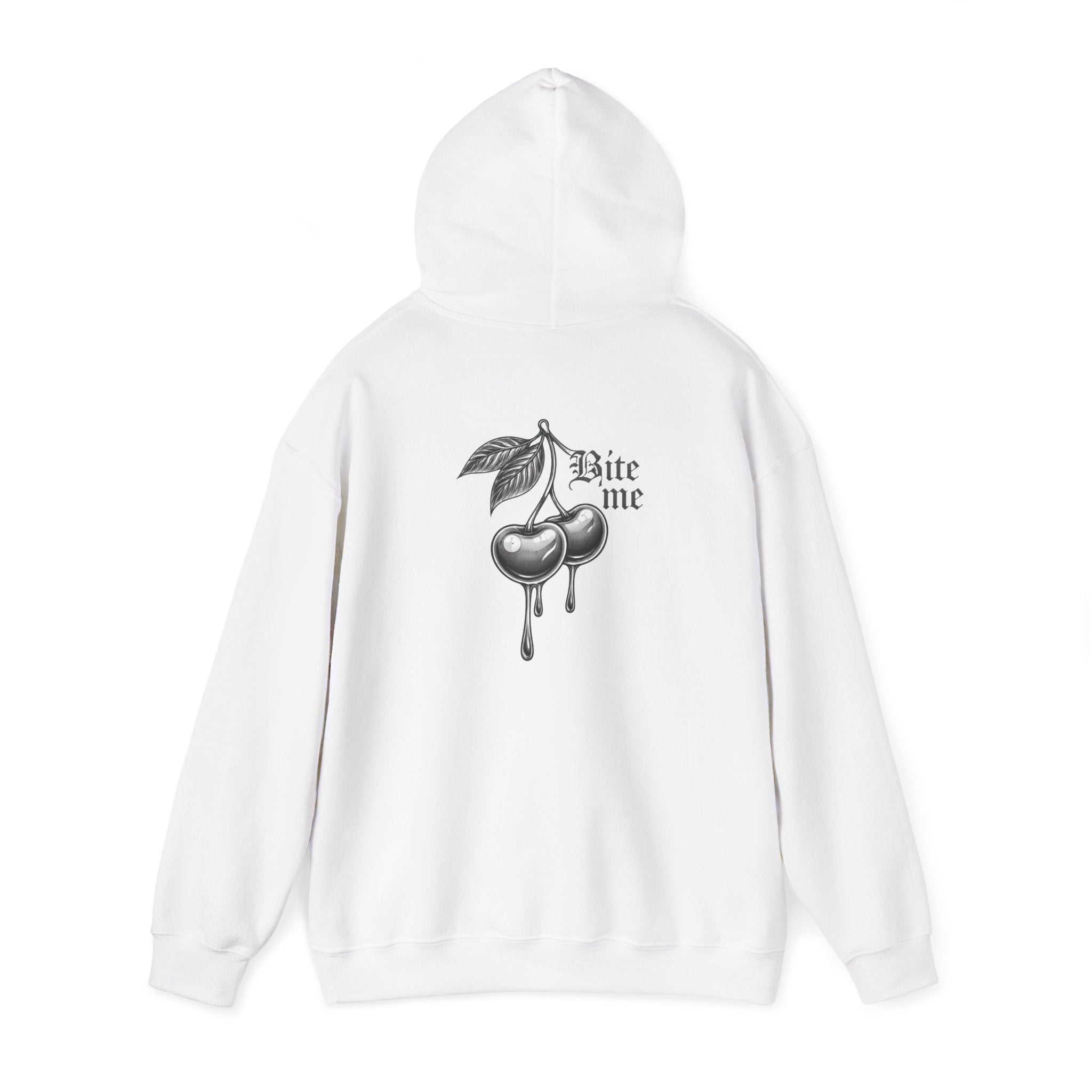 Hoodie - 'Bite Me' Dripping Cherry Graphic Hooded Sweatshirt