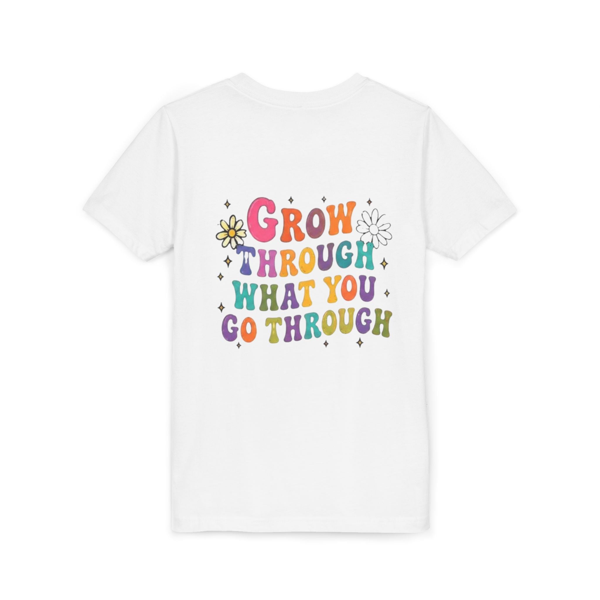 Youth Tee — "Grow Through What You Go Through" Colorful Positive Kids T‑Shirt