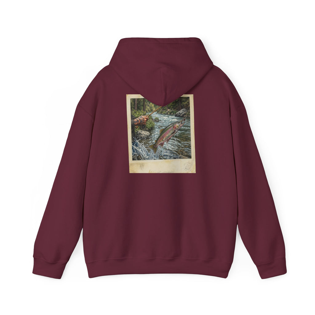 Fishing Polaroid Hoodie — Vintage Fishing Jumping Fish Back Print
