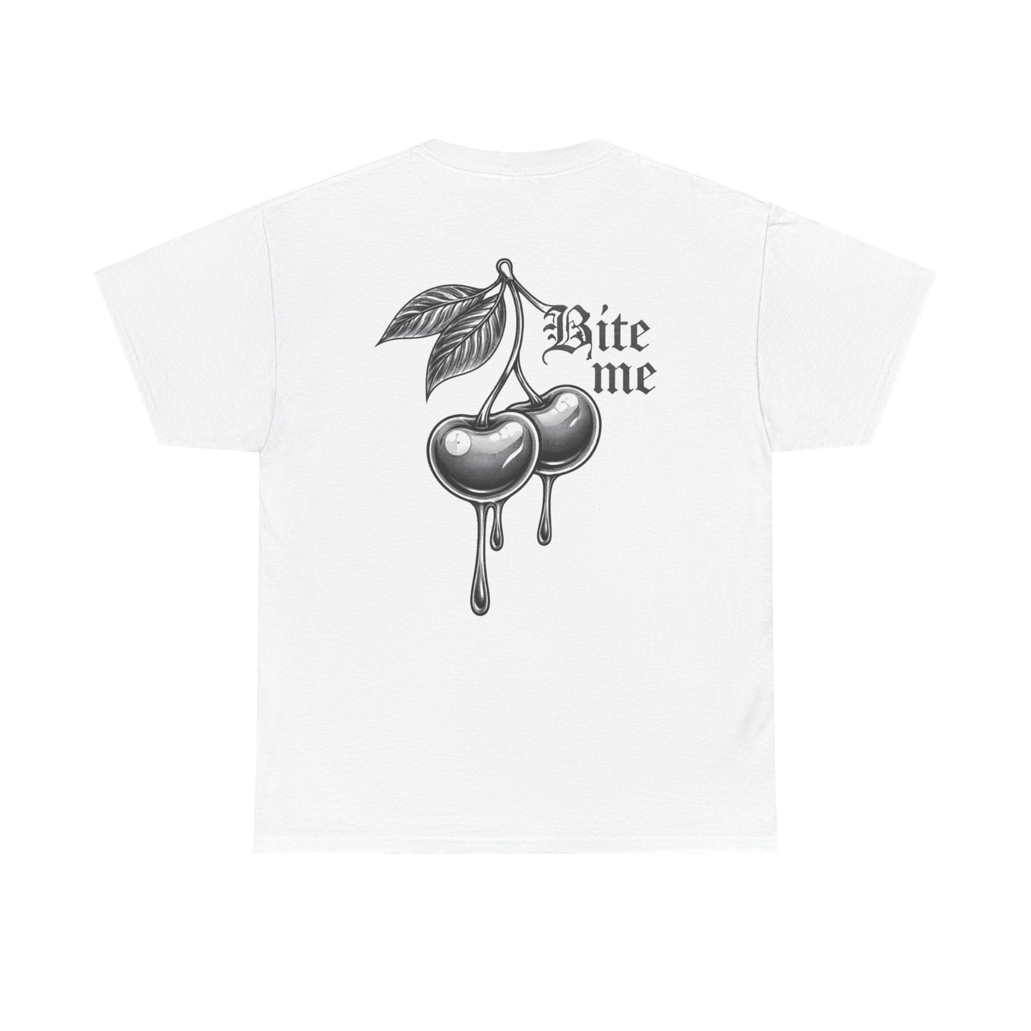 Bite Me Cherry Tee — Dripping Cherry Graphic T-Shirt