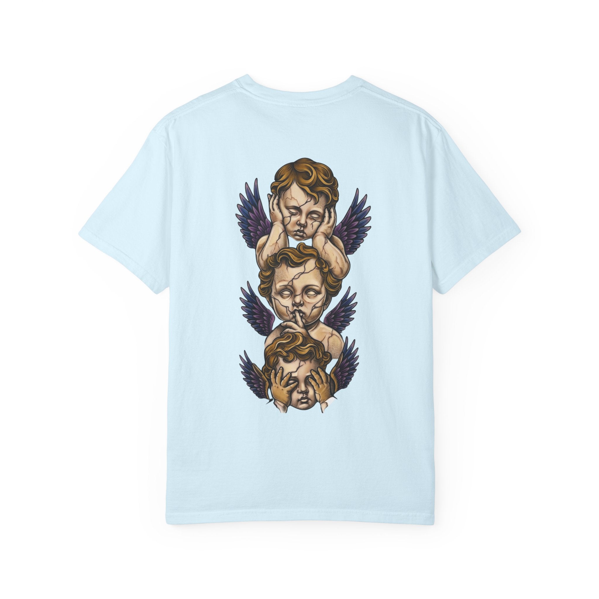 Cherub Trio Graphic T-Shirt — Vintage Angel Wings Design