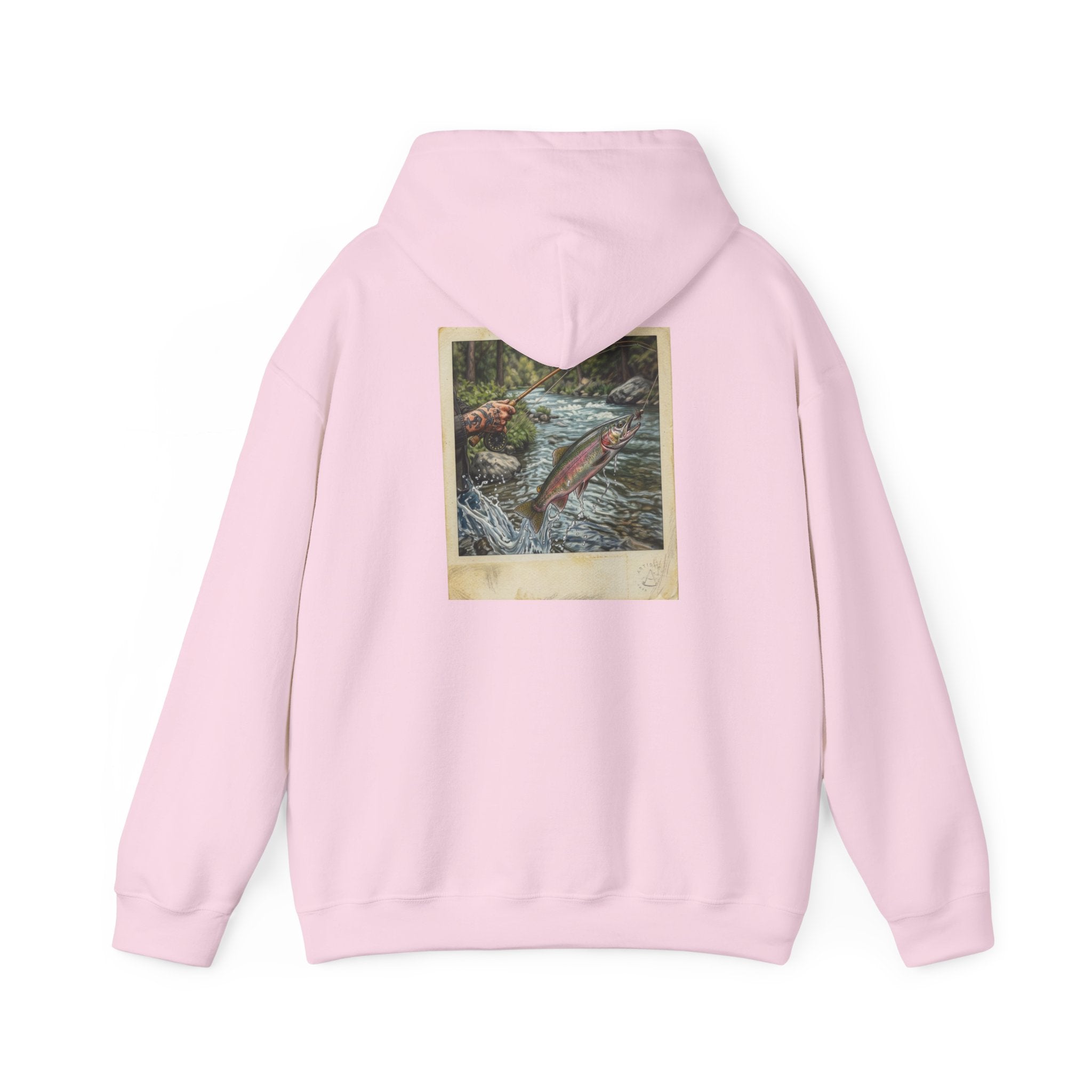 Fishing Polaroid Hoodie — Vintage Fishing Jumping Fish Back Print