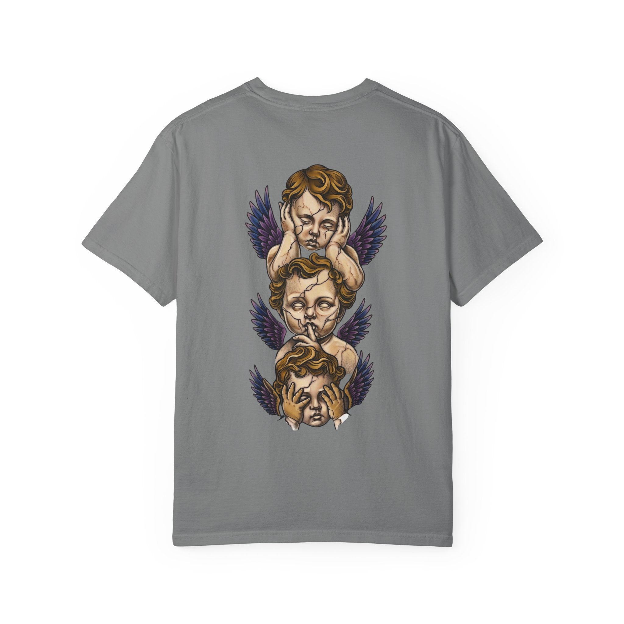 Cherub Trio Graphic T-Shirt — Vintage Angel Wings Design