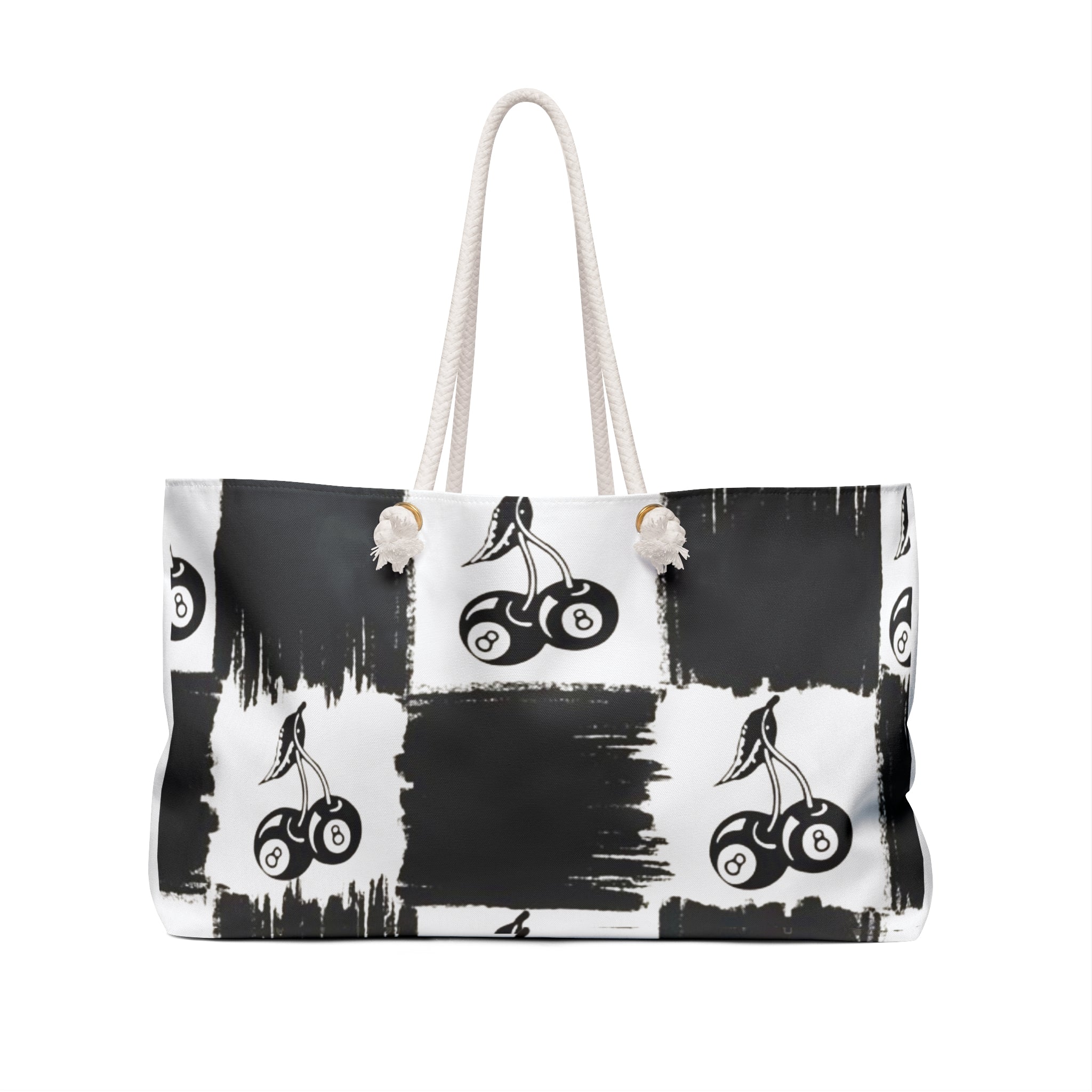checkered Cherry Pattern Weekender Bag
