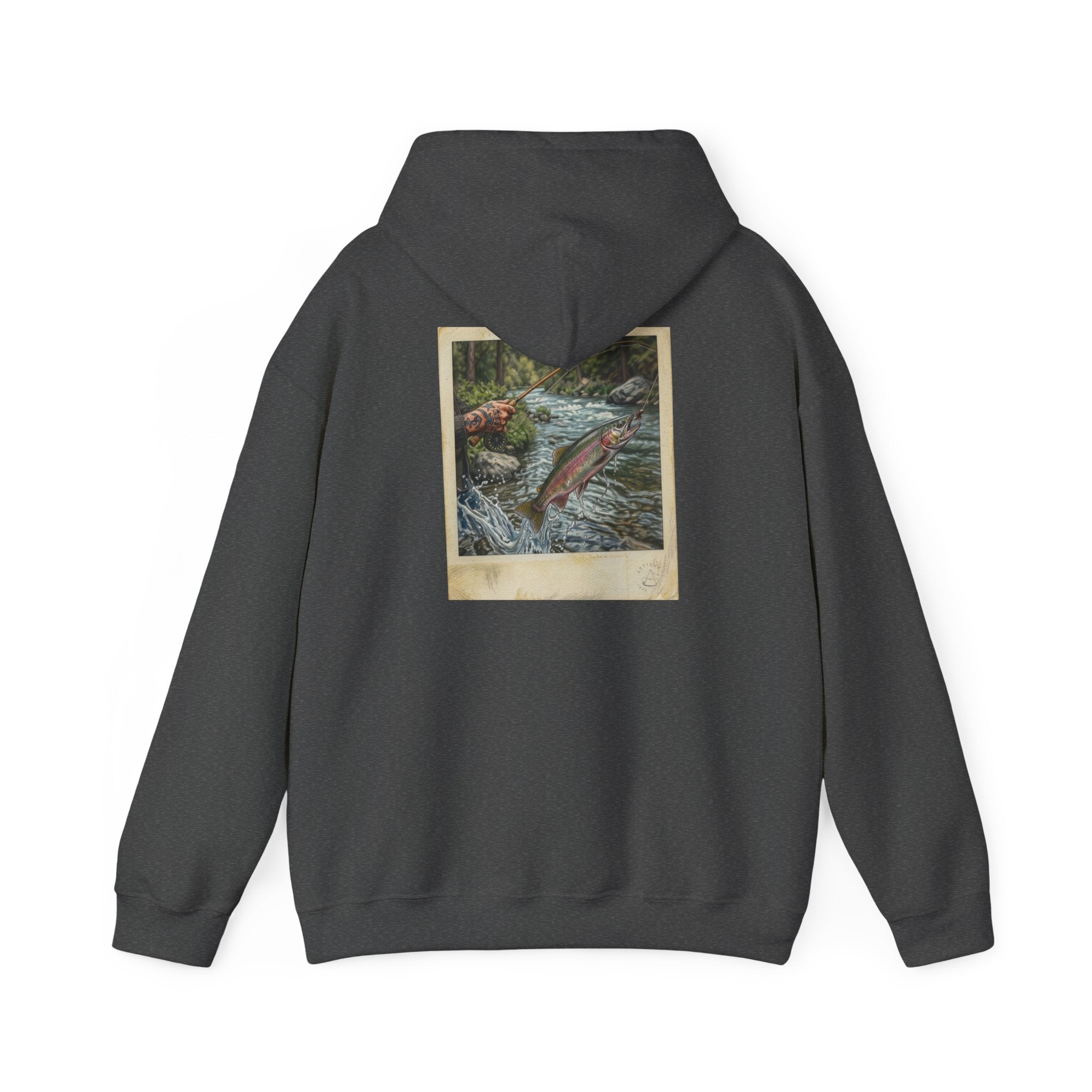 Fishing Polaroid Hoodie — Vintage Fishing Jumping Fish Back Print