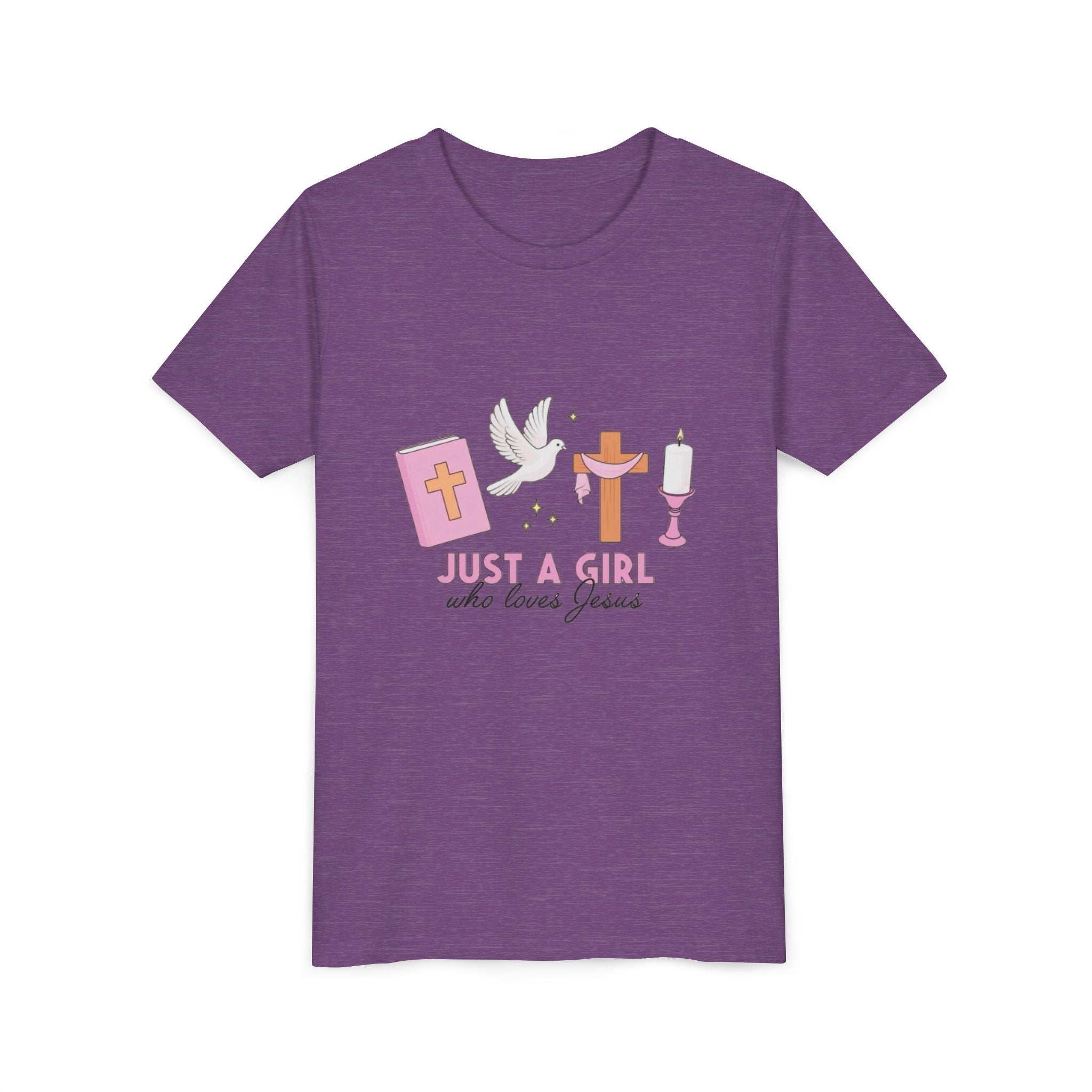 Youth Tee — "Just A Girl Who Loves Jesus" Christian Kids T‑Shirt (Baptism/Church Gift)