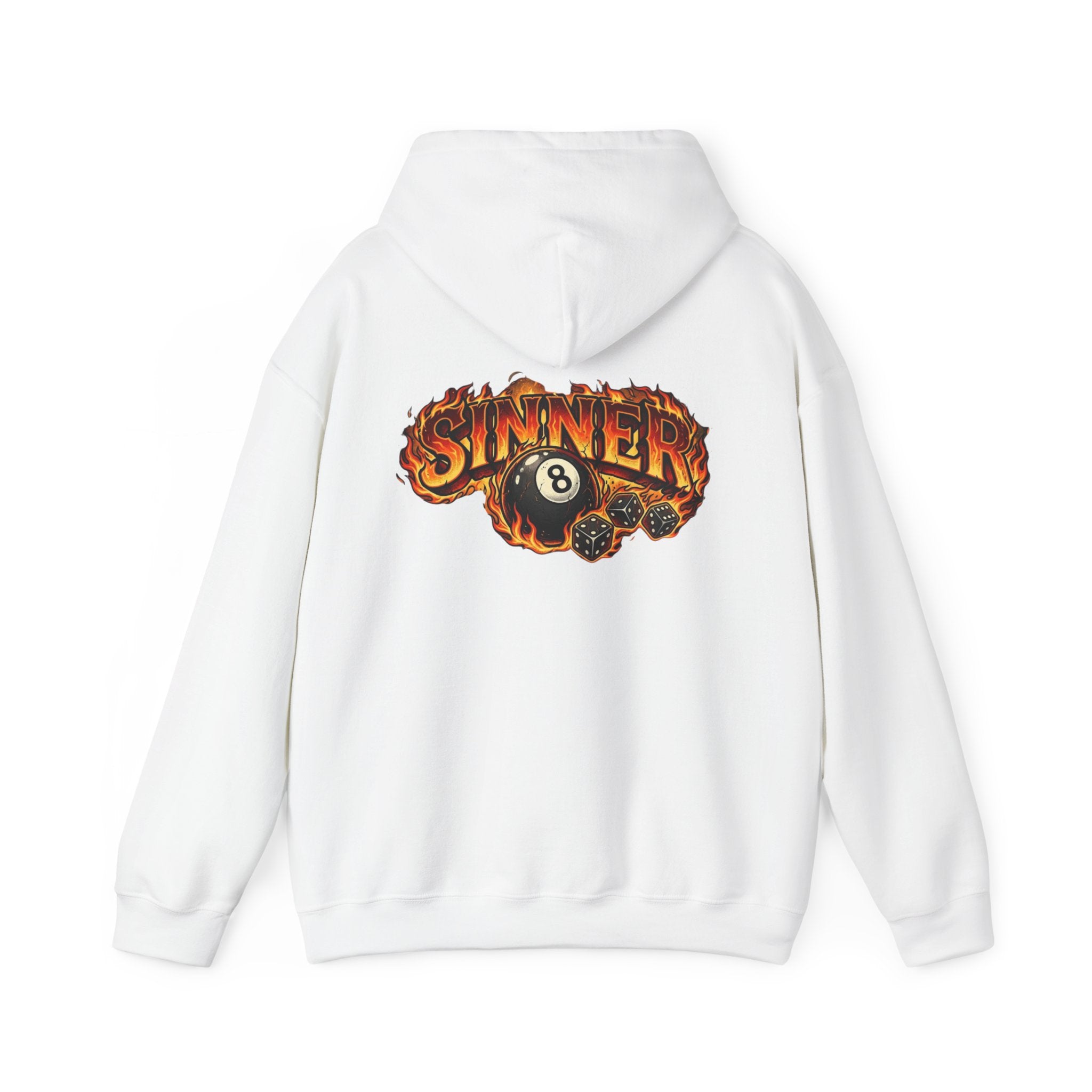 Hoodie - 'Sinner' Flaming 8-Ball Graphic Hooded Sweatshirt