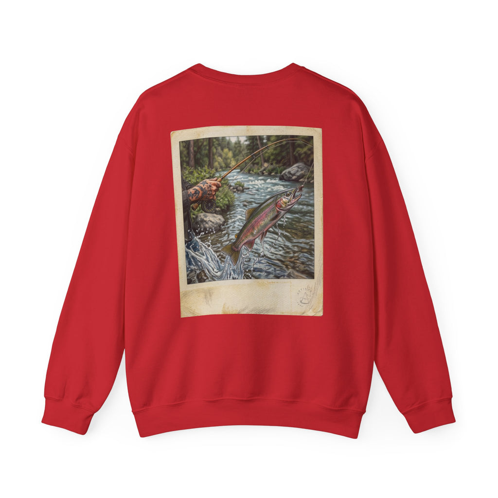 Fishing Vintage Photo Sweatshirt — Leaping Trout River Graphic Crewneck